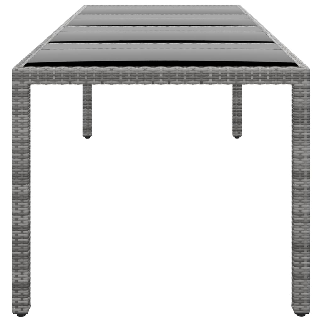 szürke edzett üveg és polyrattan kerti asztal 250 x 100 x 75 cm