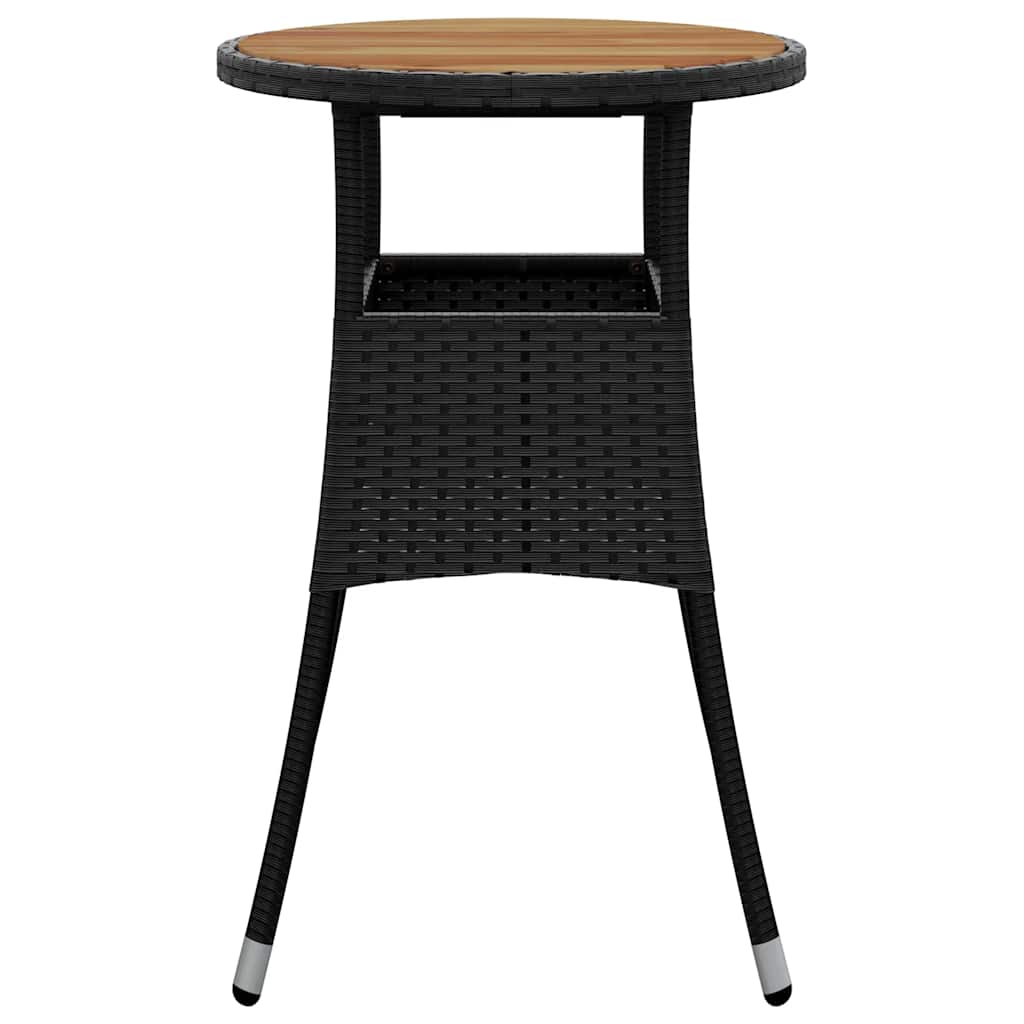 fekete akácfa és polyrattan kerti asztal Ø60 x 75 cm