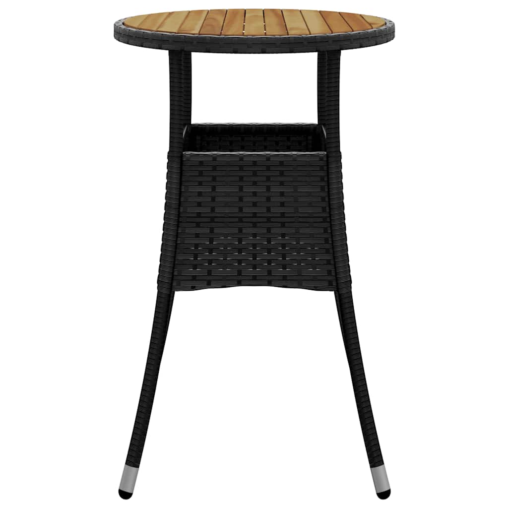 fekete akácfa és polyrattan kerti asztal Ø60 x 75 cm