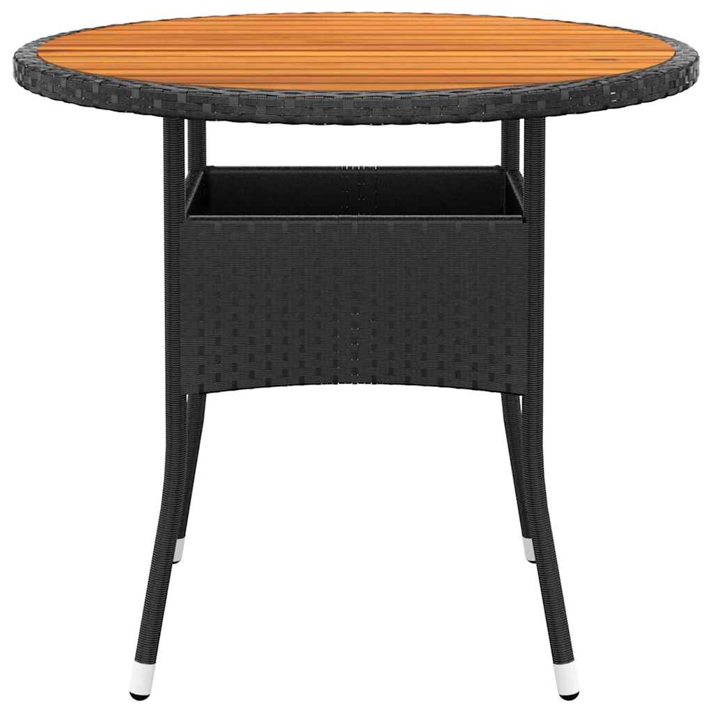 fekete akácfa és polyrattan kerti asztal Ø80 x 75 cm