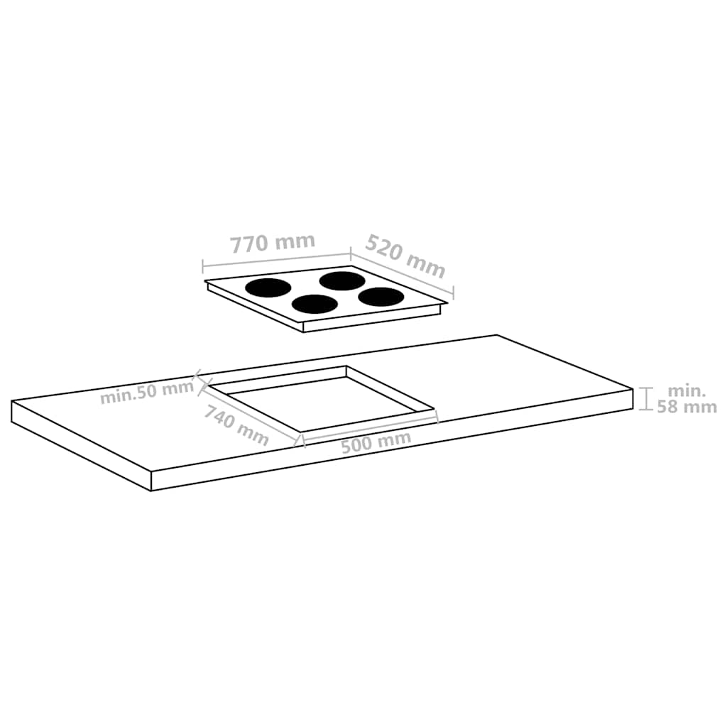 4 égős indukciós főzőlap érintős vezérlőpanellel 77 cm 7000 W