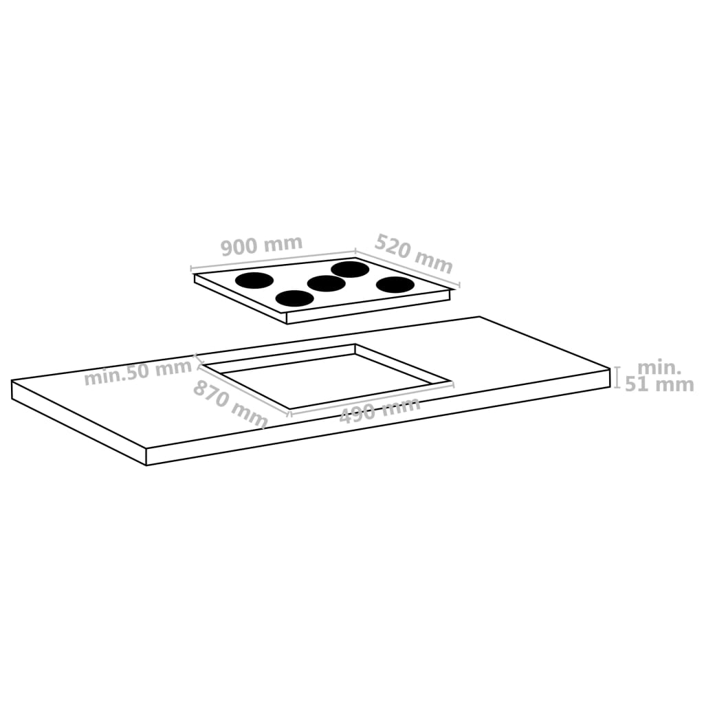 5 égős kerámia főzőlap érintős vezérlőpanellel 90 cm 8500 W