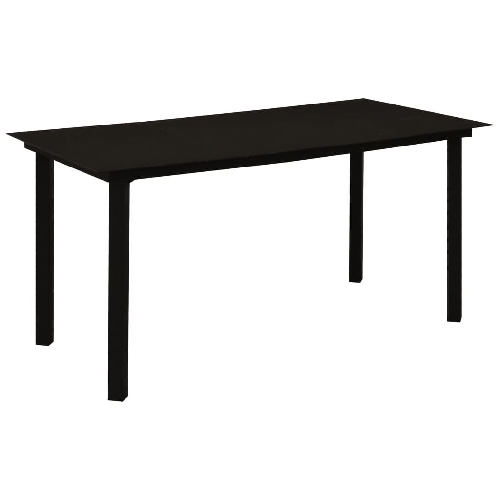 fekete acél és üveg kerti étkezőasztal 150 x 80 x 74 cm