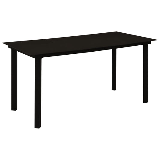 fekete acél és üveg kerti étkezőasztal 150 x 80 x 74 cm