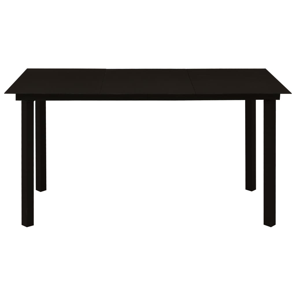 fekete acél és üveg kerti étkezőasztal 150 x 80 x 74 cm