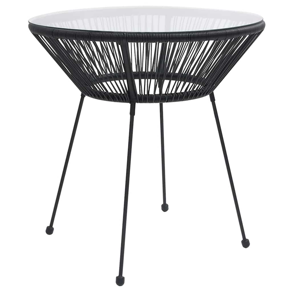fekete rattan és üveg kerti étkezőasztal Ø70 x 74 cm