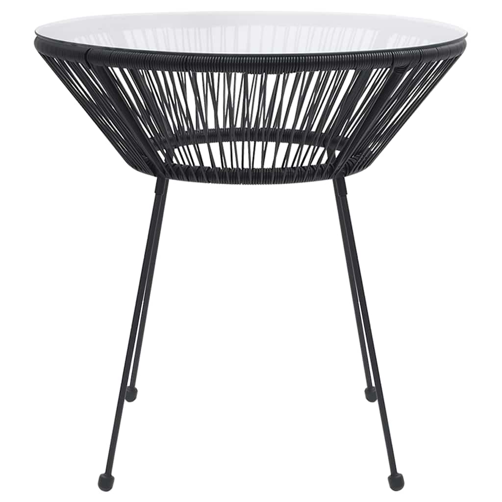 fekete rattan és üveg kerti étkezőasztal Ø70 x 74 cm