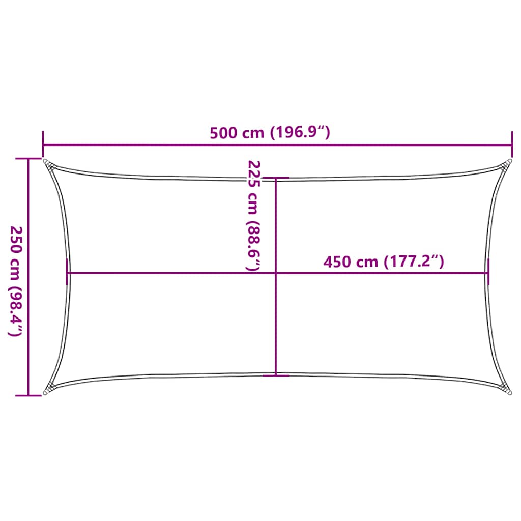 bézs HDPE napvitorla 160 g/m² 2,5 x 5 m