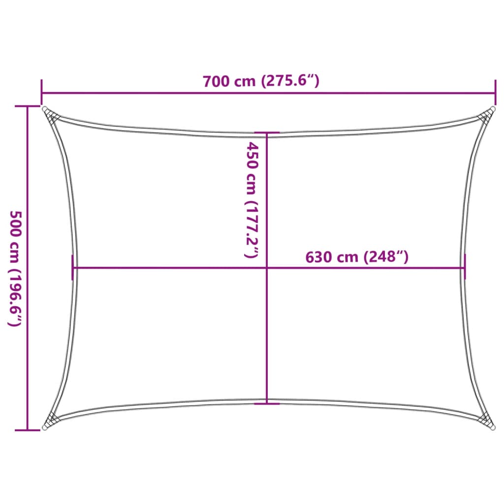 bézs HDPE napvitorla 160 g/m² 5 x 7 m
