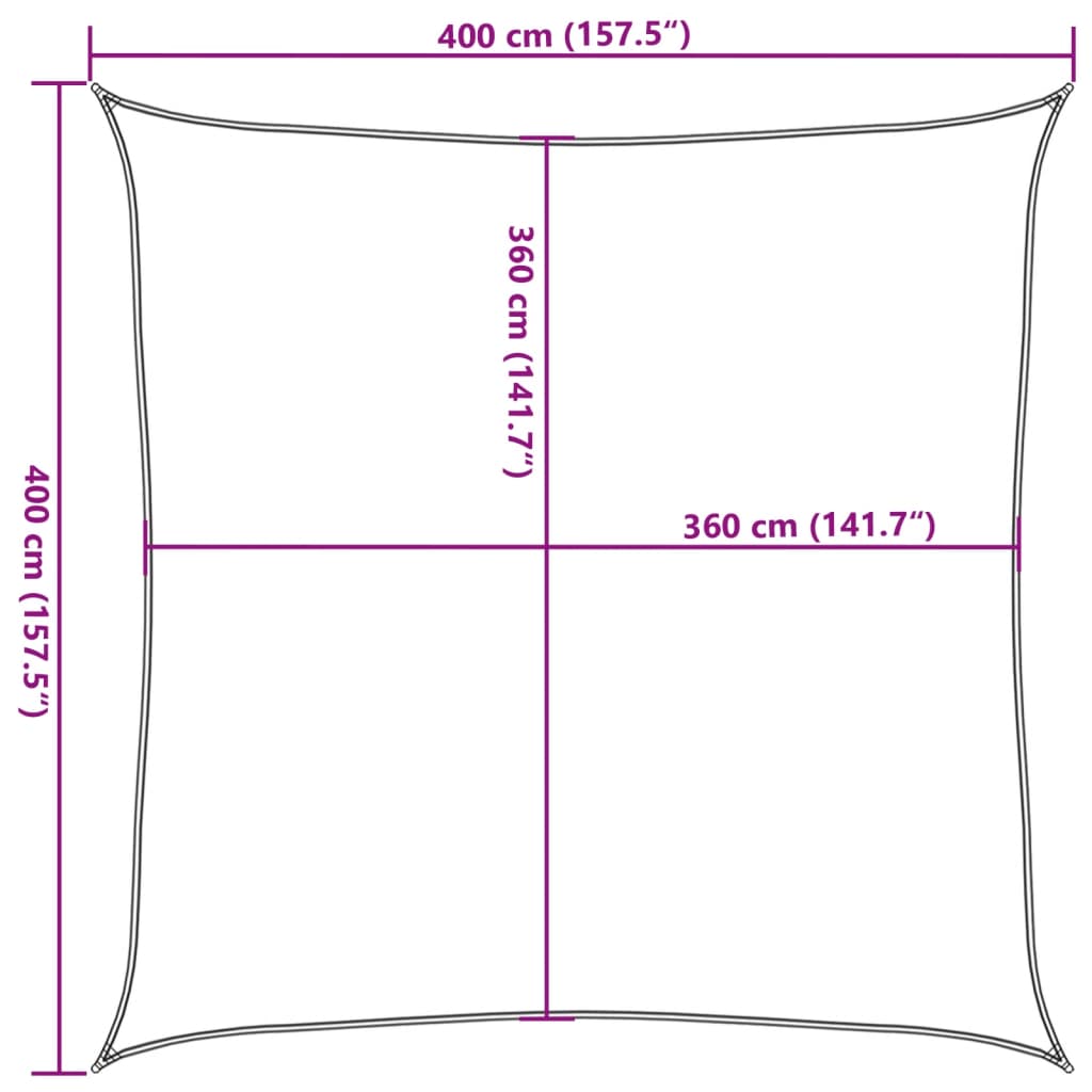 krémszínű HDPE napvitorla 160 g/m² 4 x 4 m