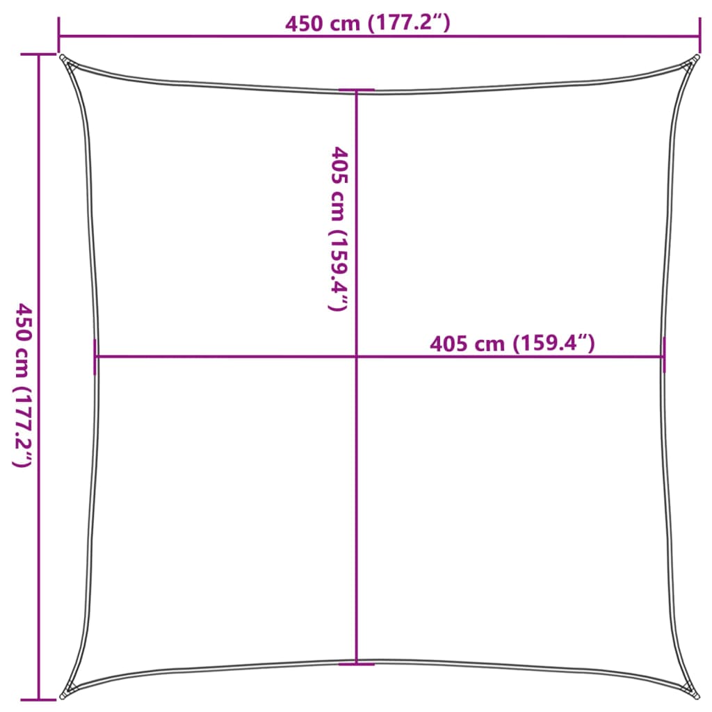 krémszínű HDPE napvitorla 160 g/m² 4,5 x 4,5 m