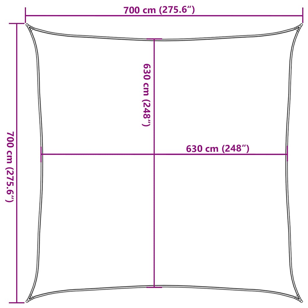 krémszínű HDPE napvitorla 160 g/m² 7 x 7 m