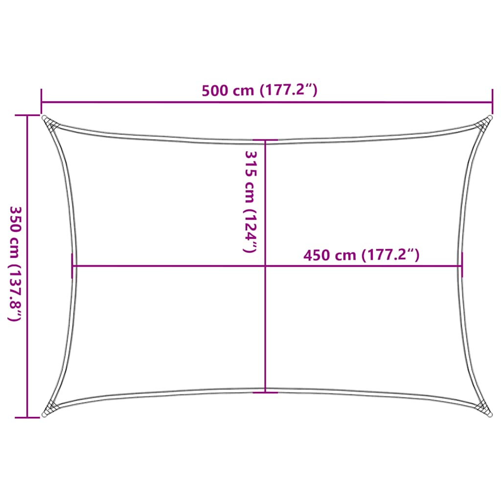 krémszínű HDPE napvitorla 160 g/m² 3,5 x 5 m