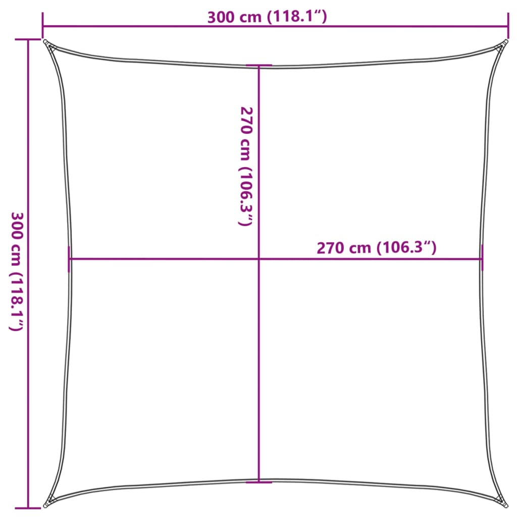 világoszöld HDPE napvitorla 160 g/m² 3 x 3 m