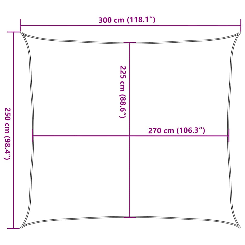 terrakotta HDPE napvitorla 160 g/m² 2,5 x 3 m