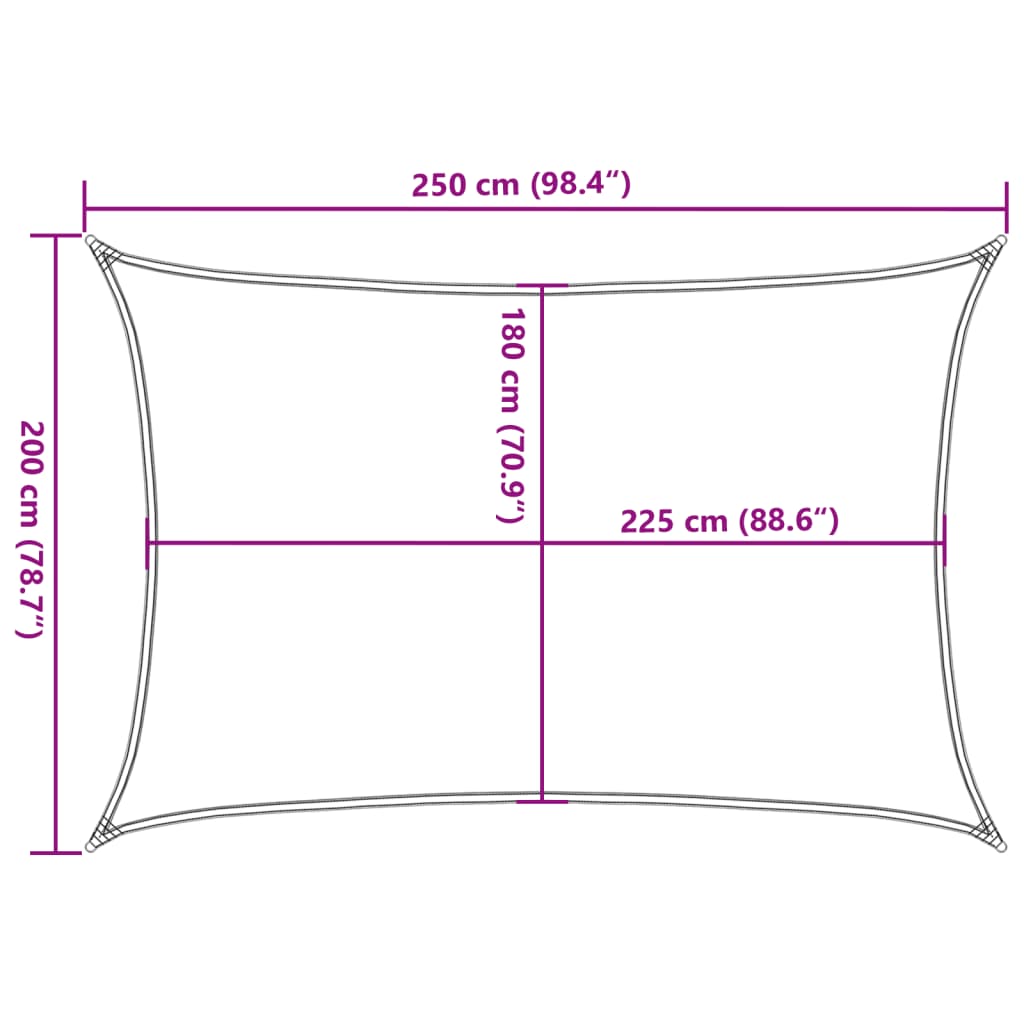 sötétzöld HDPE napvitorla 160 g/m² 2 x 2,5 m