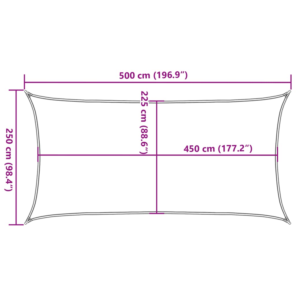 sötétzöld HDPE napvitorla 160 g/m² 2,5 x 5 m
