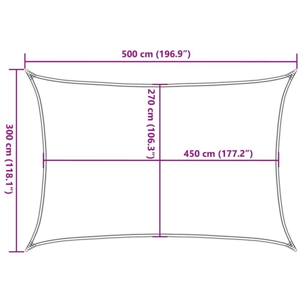 sötétzöld HDPE napvitorla 160 g/m² 3 x 5 m