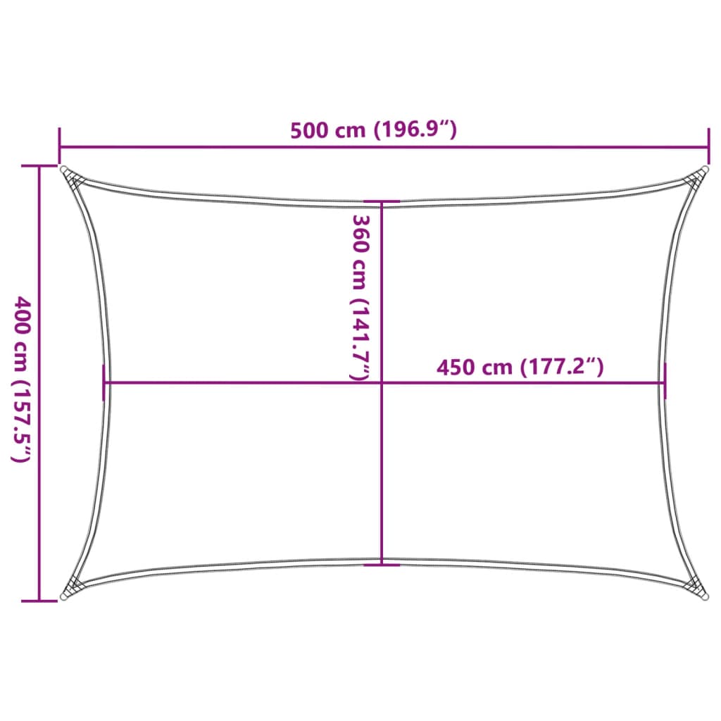 sötétzöld HDPE napvitorla 160 g/m² 4 x 5 m