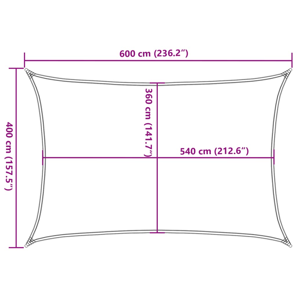 sötétzöld HDPE napvitorla 160 g/m² 4 x 6 m