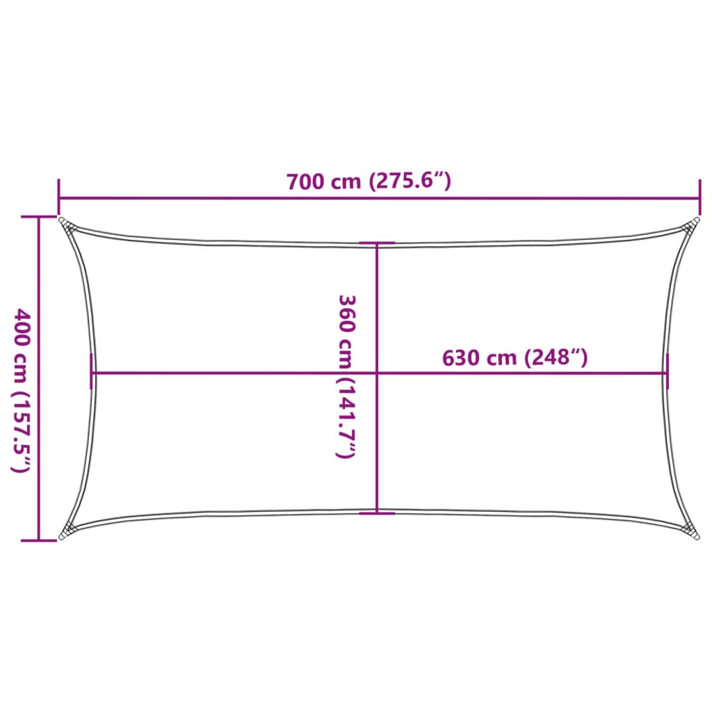 sötétzöld HDPE napvitorla 160 g/m² 4 x 7 m
