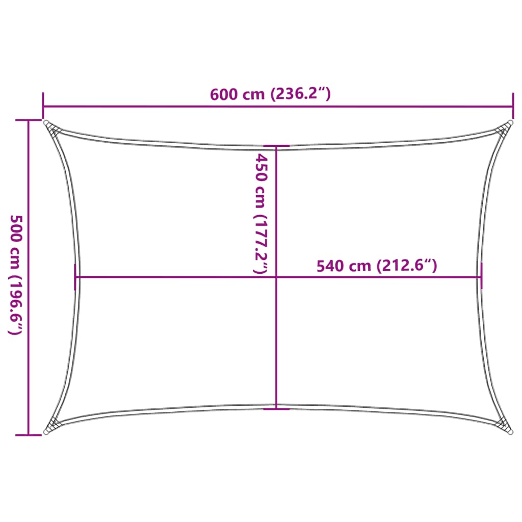 sötétzöld HDPE napvitorla 160 g/m² 5 x 6 m