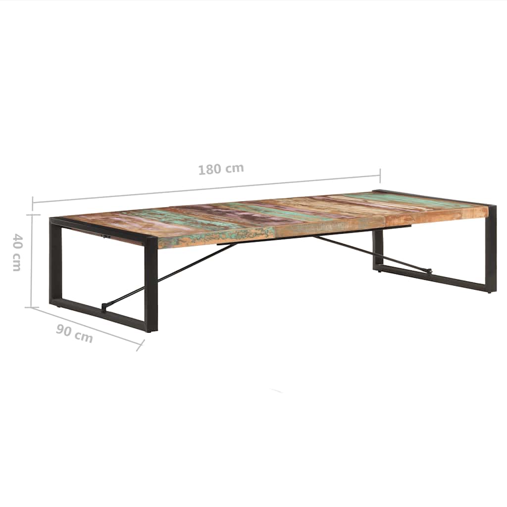 tömör újrahasznosított fa dohányzóasztal 180 x 90 x 40 cm