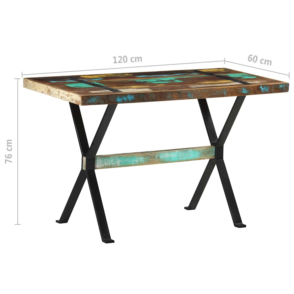 tömör újrahasznosított fa étkezőasztal 120 x 60 x 76 cm