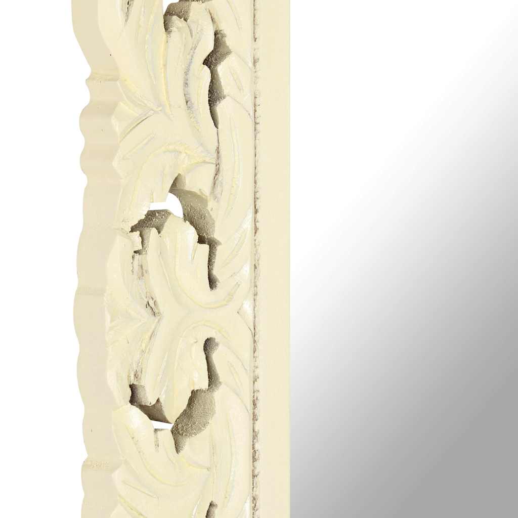 kézzel faragott fehér tömör mangófa tükör 80 x 50 cm