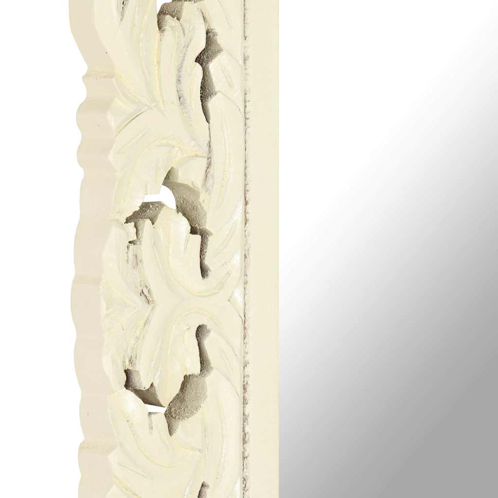 kézzel faragott fehér tömör mangófa tükör 110 x 50 cm