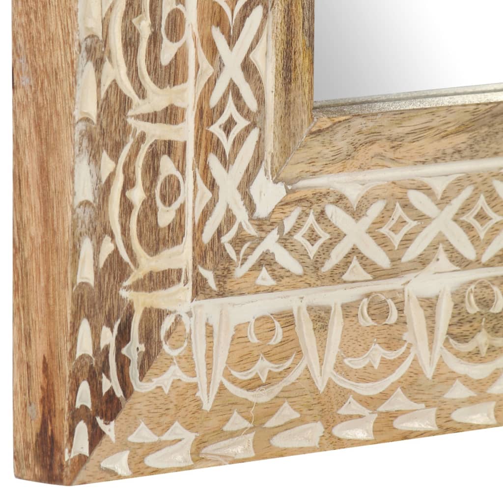 kézzel faragott tömör mangófa tükör 50 x 50 x 2,6 cm