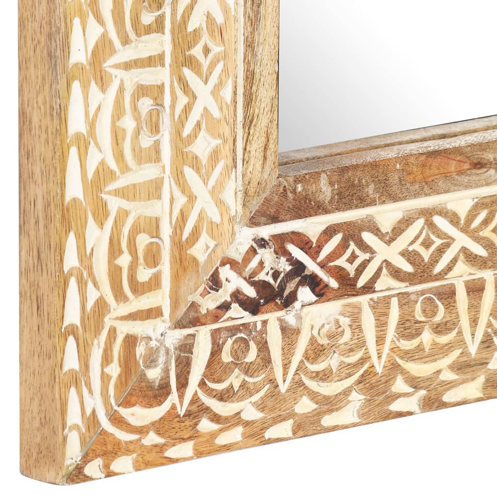 kézzel faragott tömör mangófa tükör 80 x 50 x 2,6 cm