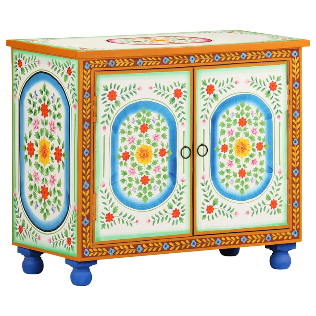 kézzel festett tömör mangófa tálalószekrény 70 x 35 x 60 cm