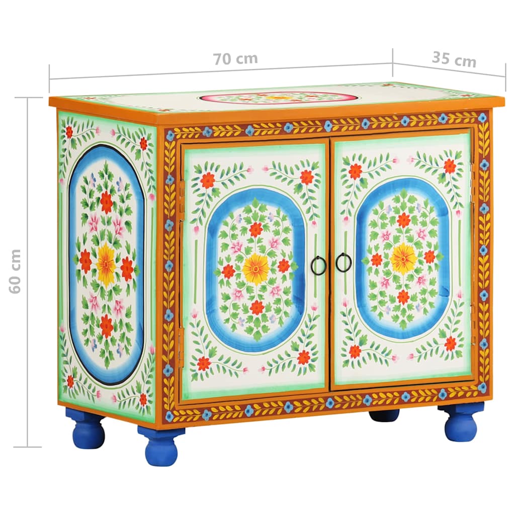 kézzel festett tömör mangófa tálalószekrény 70 x 35 x 60 cm