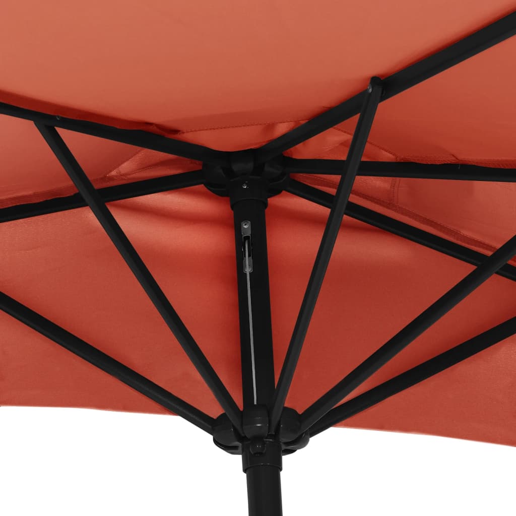 terrakotta féloldalas napernyő alumíniumrúddal 300x155x223 cm