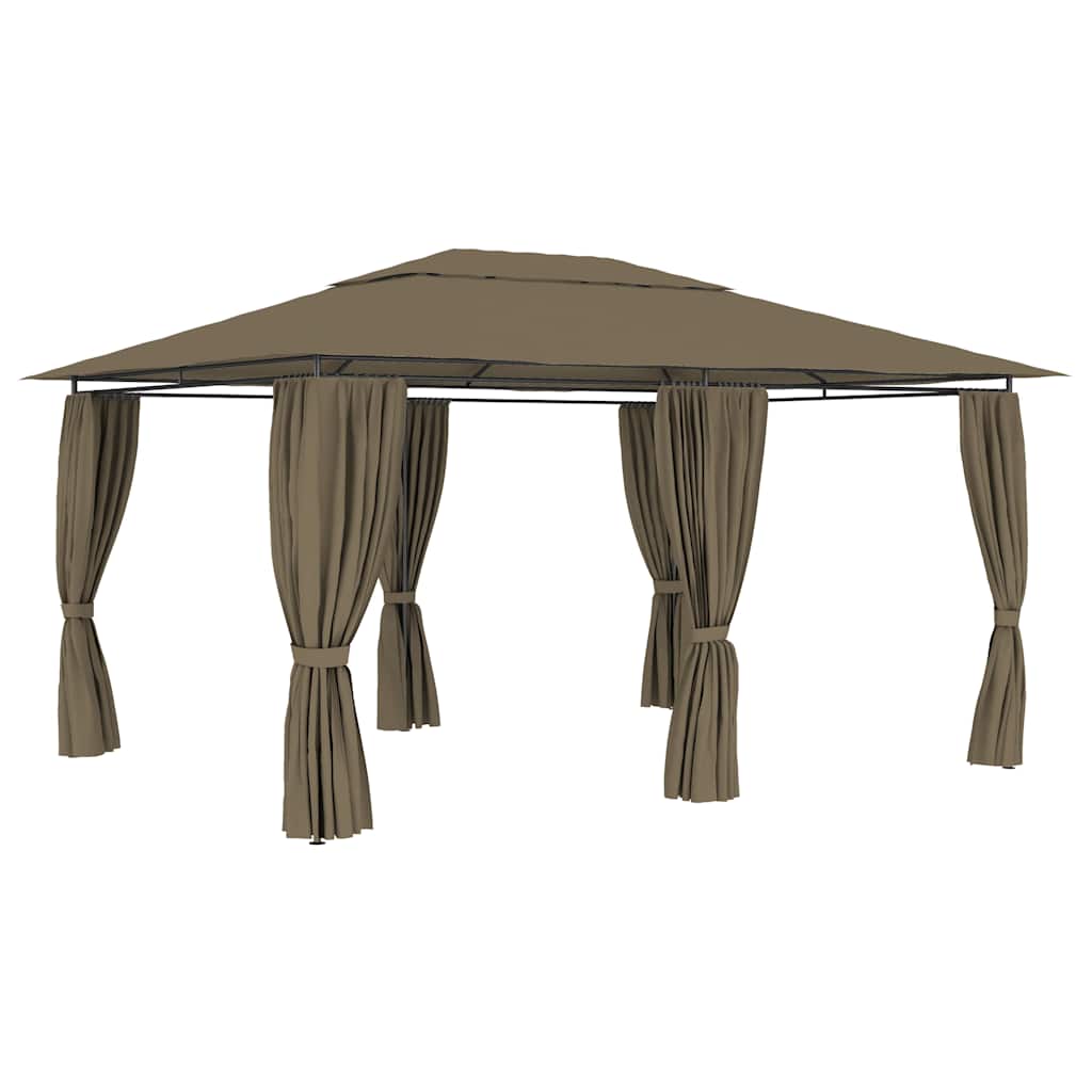 tópszínű kerti pavilon függönyökkel 4 x 3 m 180 g/m²
