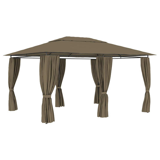 tópszínű kerti pavilon függönyökkel 4 x 3 m 180 g/m²
