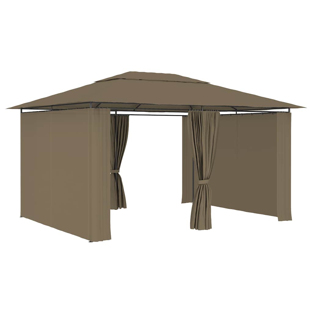 tópszínű kerti pavilon függönyökkel 4 x 3 m 180 g/m²
