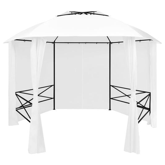 fehér kerti pavilon függönyökkel 360 x 312 x 265 cm 180 g/m²