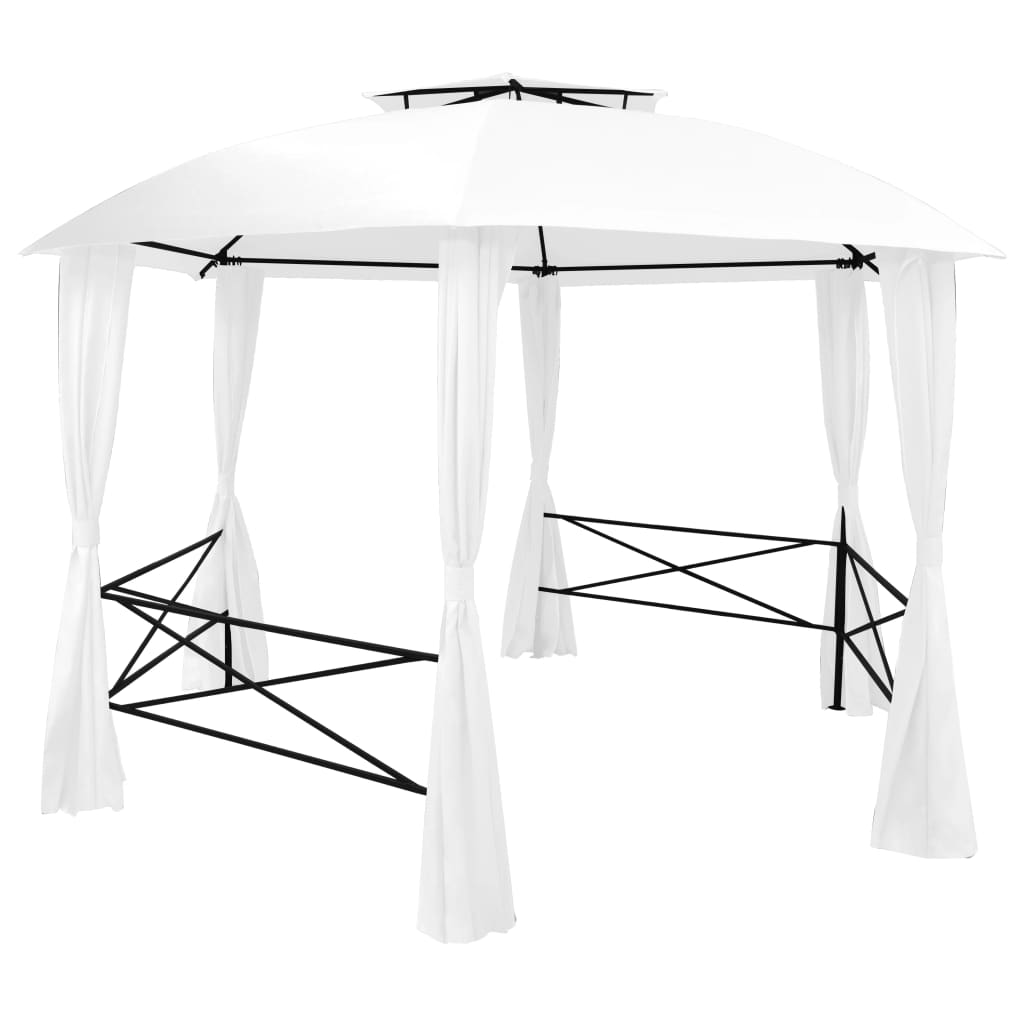 fehér kerti pavilon függönyökkel 360 x 312 x 265 cm 180 g/m²