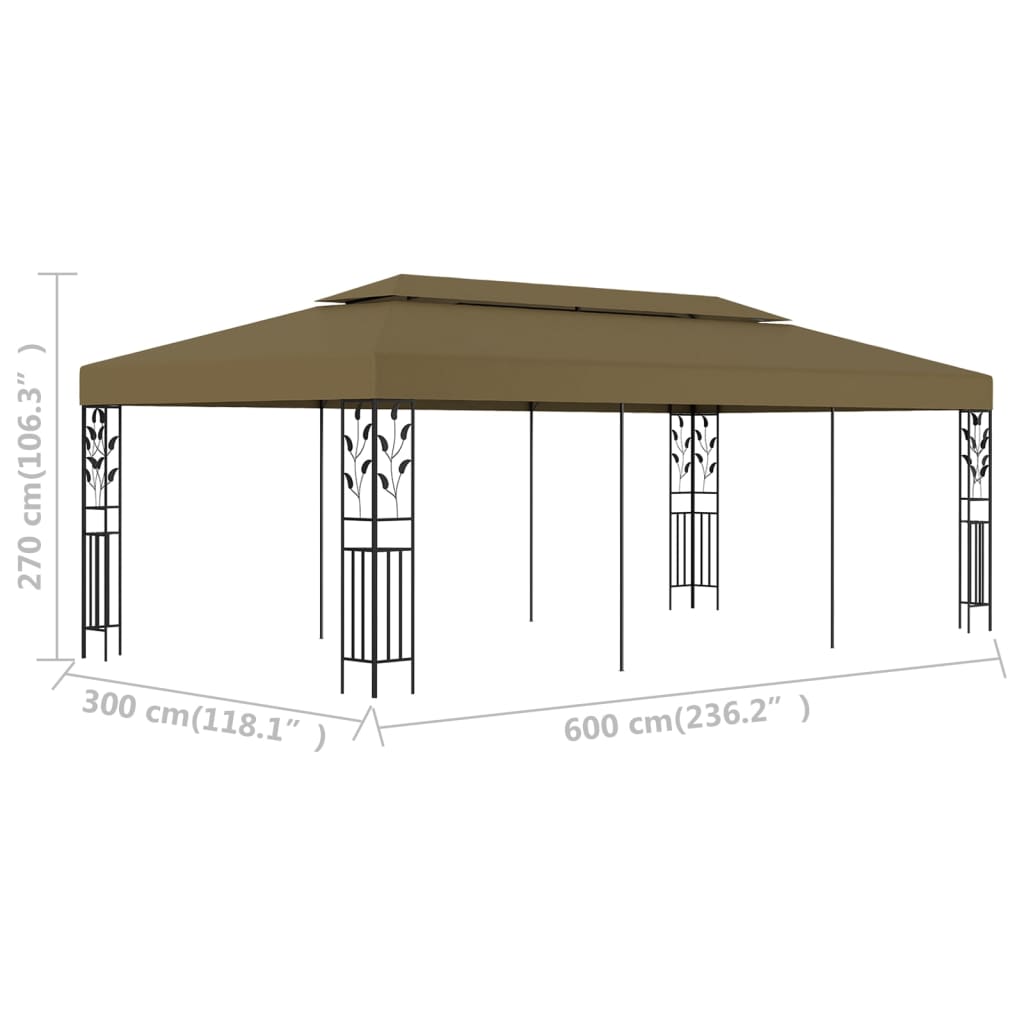 tópszínű pavilon 6 x 3 m 180 g/m²