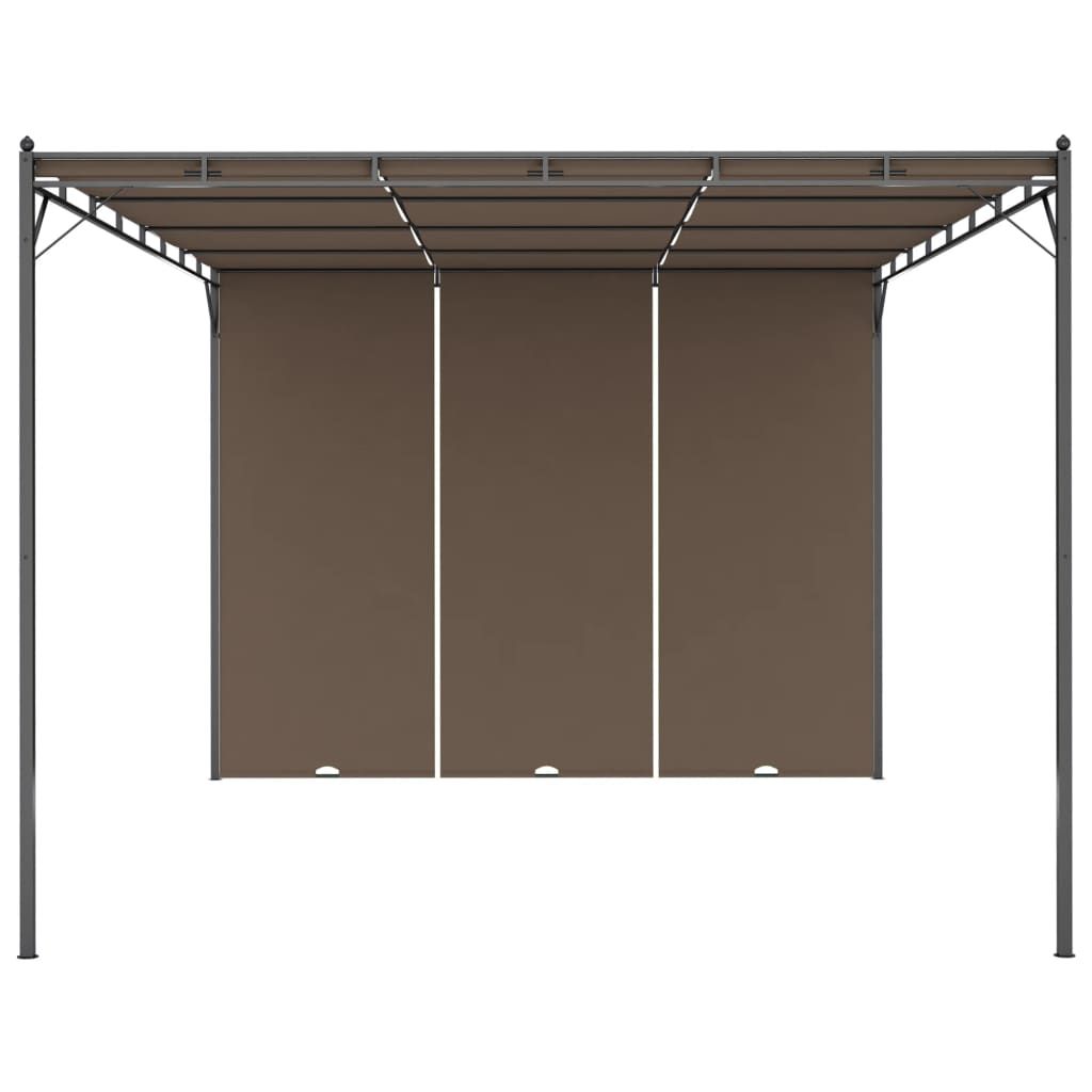 tópszínű kerti pavilon oldalfüggönnyel 4 x 3 x 2,25 m