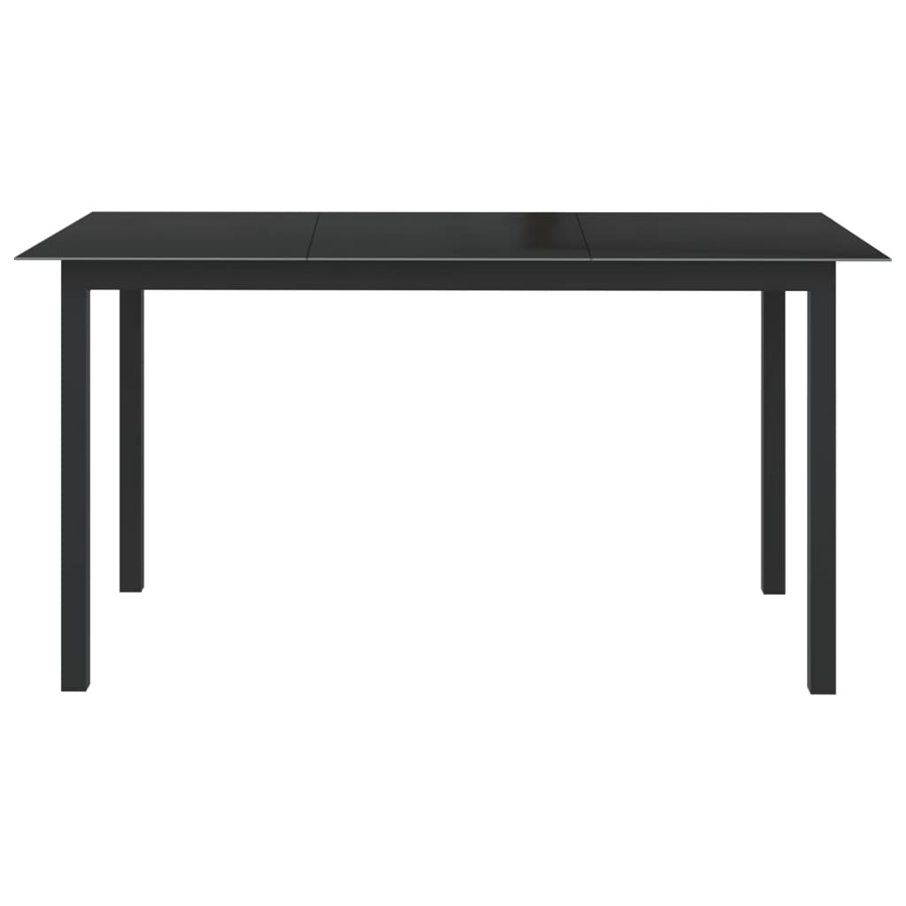 black alumínium és üveg kerti asztal 150 x 90 x 74 cm