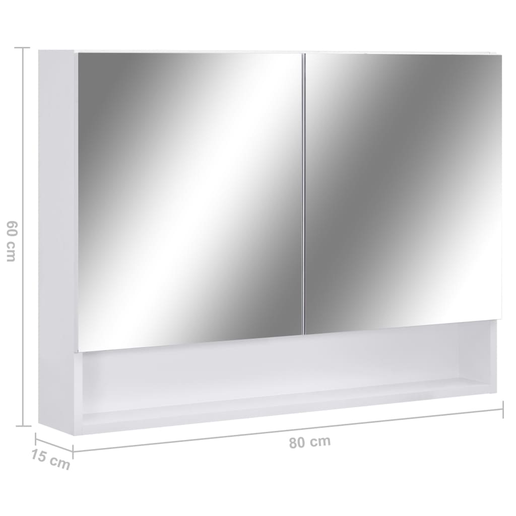 fehér MDF tükrös fürdőszobaszekrény 66 x 17 x 63 cm