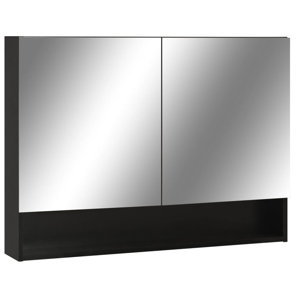 fekete MDF tükrös fürdőszobaszekrény 80 x 15 x 60 cm