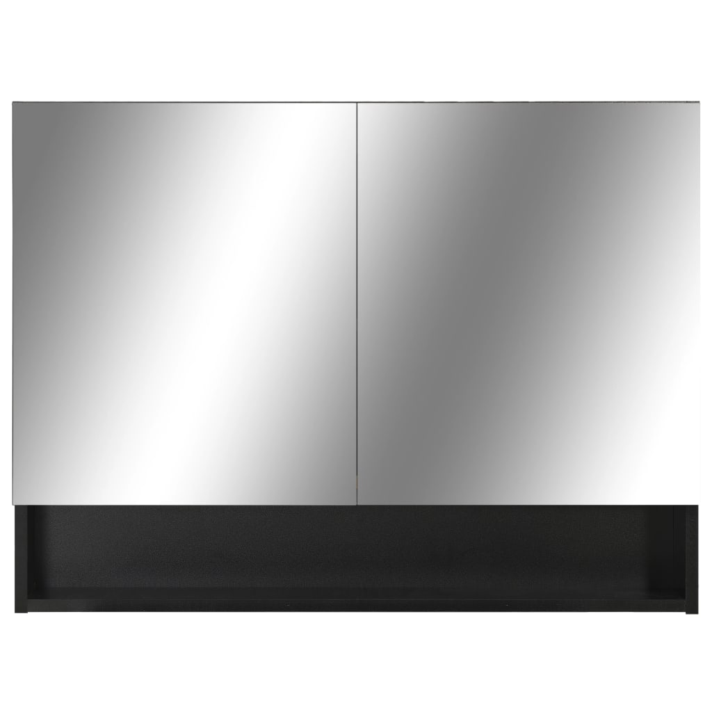 fekete MDF tükrös fürdőszobaszekrény 80 x 15 x 60 cm