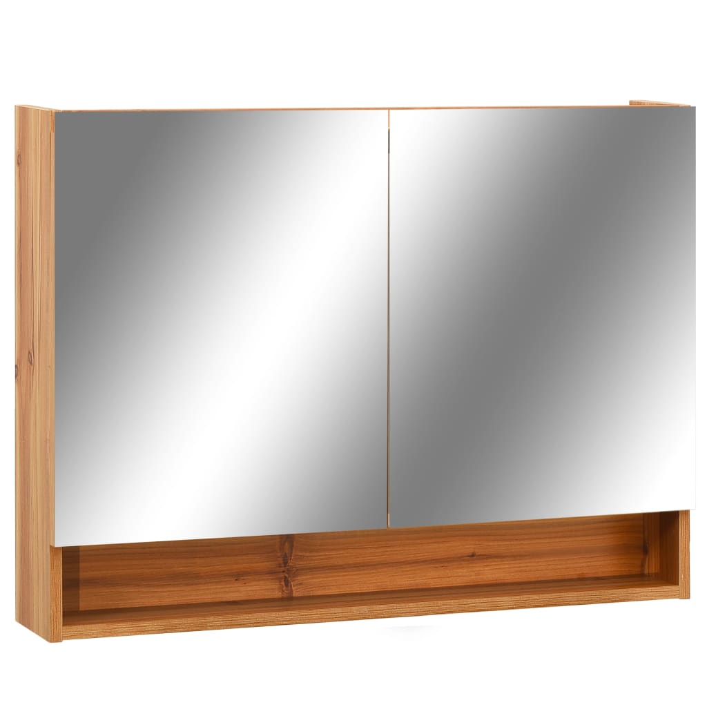 tölgyszínű MDF tükrös fürdőszobaszekrény 80 x 15 x 60 cm