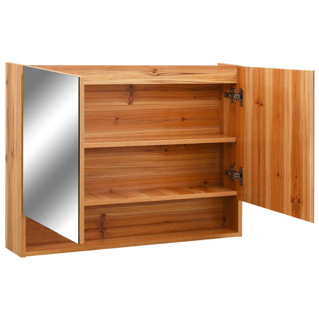 tölgyszínű MDF tükrös fürdőszobaszekrény 80 x 15 x 60 cm
