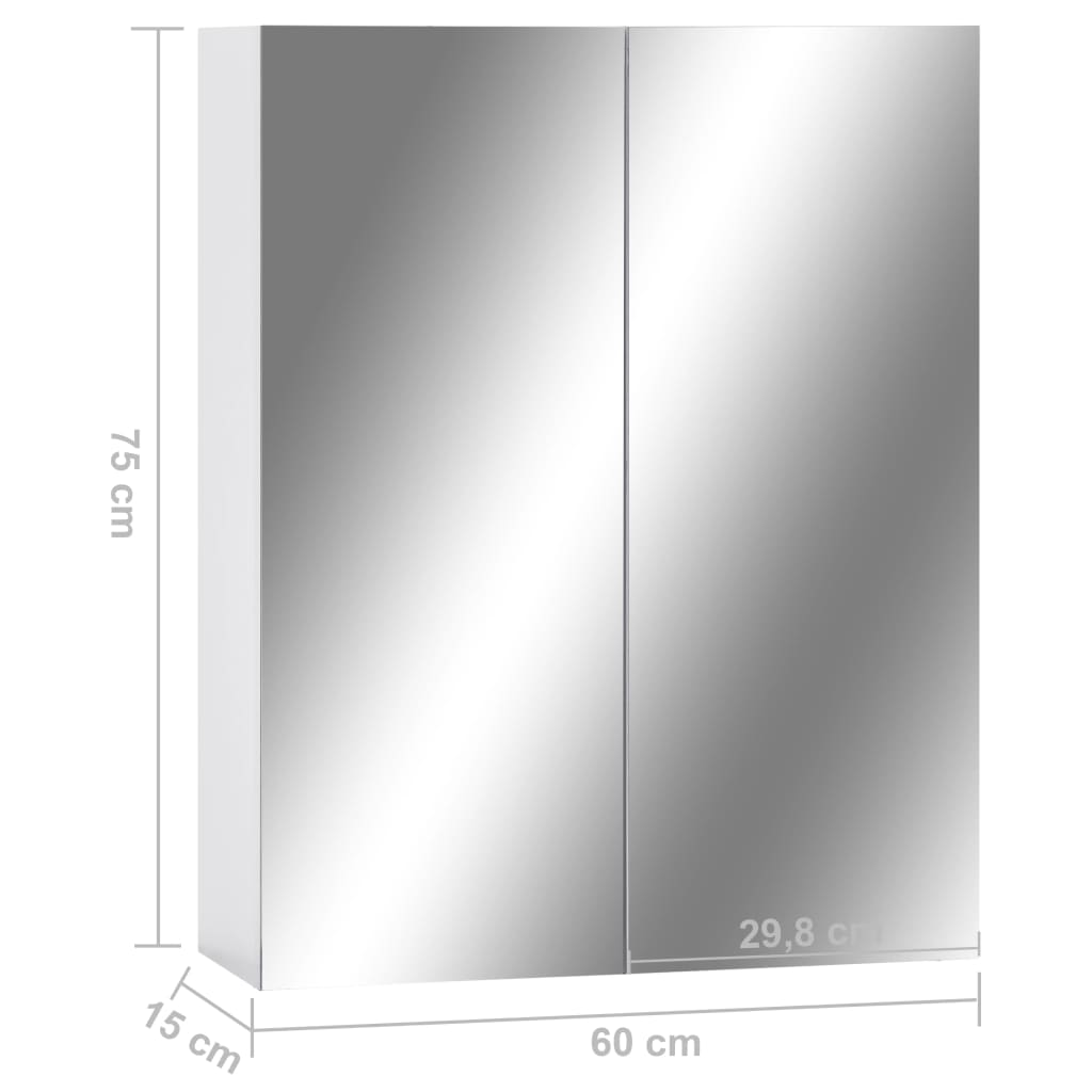 fehér MDF tükrös fürdőszobaszekrény 60 x 15 x 75 cm