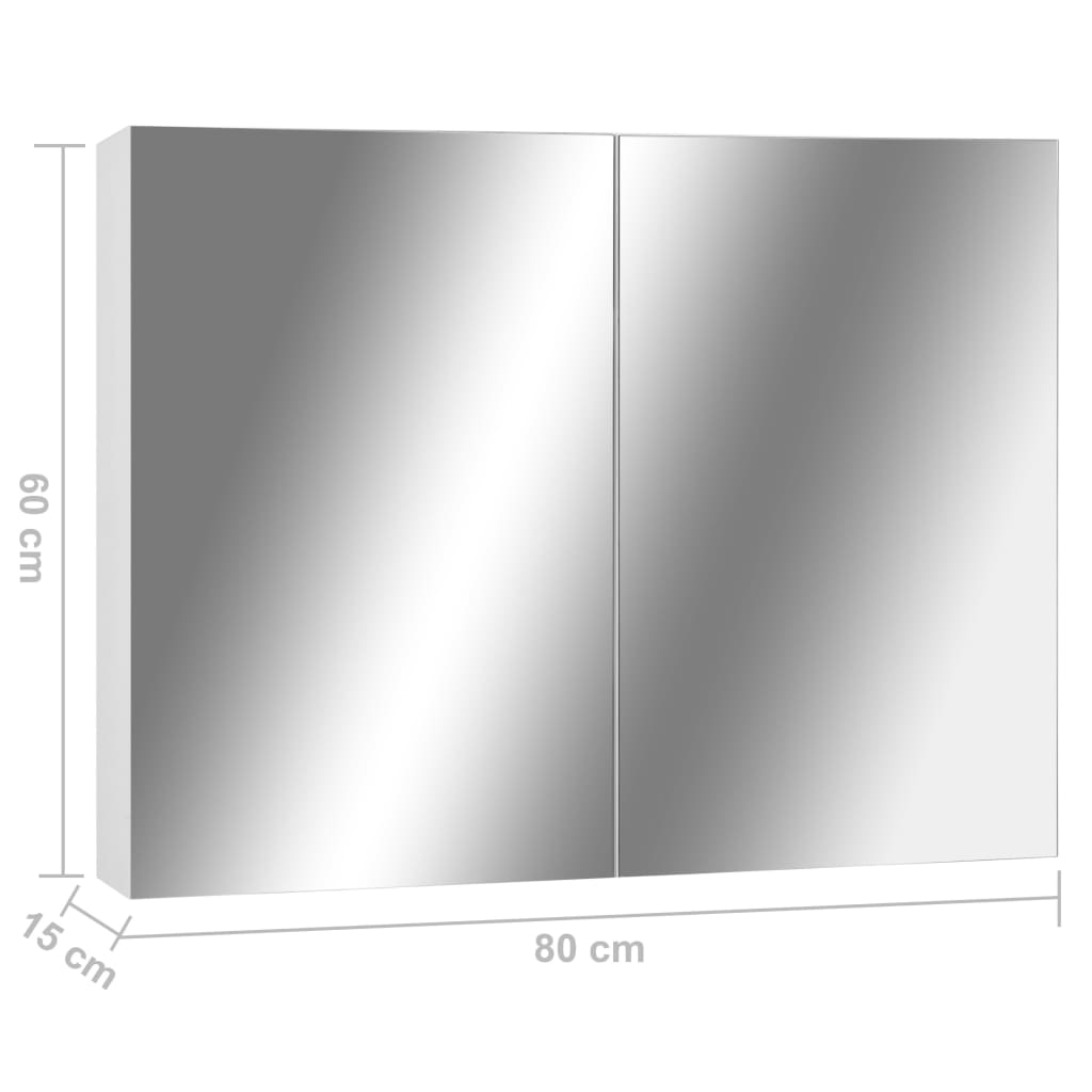 fehér MDF tükrös fürdőszobaszekrény 80 x 15 x 60 cm
